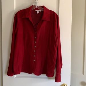 Crimson buttoned long sleeve blouse